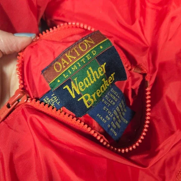 Vtg Oakton Weather Breaker Jacket Mens XL Tall Red Blue Reversible 80s 90s Retro - Picture 3 of 14